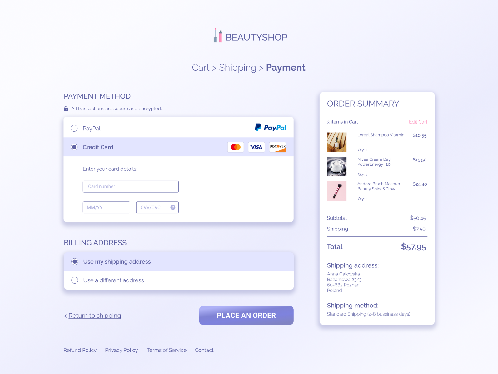 Daily UI Challenge 002 - Credit Card Checkout by Anna on Dribbble