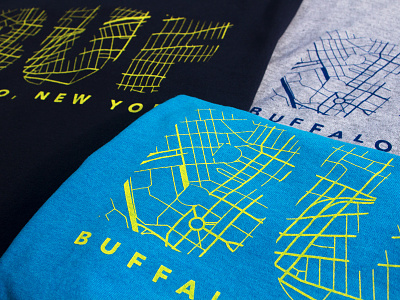 Buffalo Map Screen Printed T-Shirt graphic design map print screen print shirt silkscreen t-shirt