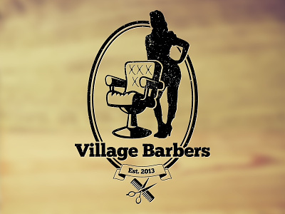 Village Barbers Logo black logo sketch