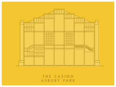 The Casino Arcade architecture building flat illustration line art vector yellow