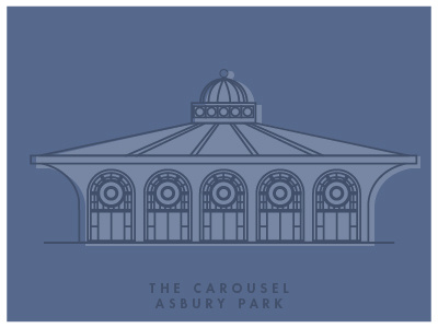 The Carousel architecture building flat geometric line art vector