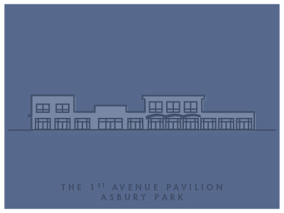 The 1st Ave Pavilion architecture building flat geometric icon line art vector