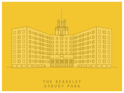 The Berkeley architecture building flat icon illustration line art vector