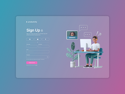Sign up page | Daily UI challenge #001 3d challenge dailyui dailyui001 design ui
