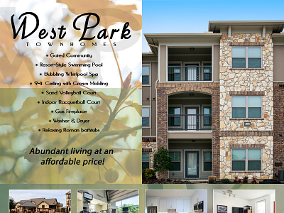 Westpark Townhomes advertisement advertisementdesign apartments circular classified coverdesign design fortworth graphicdesign logo northtexas pagelayout scottymorris scottyofeden texas townhomes