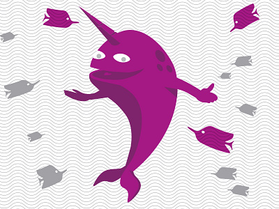 Projectflutter Characters 3 of 4 butterfly fish narwhal silkscreen waves