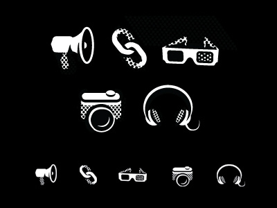 Personal Blog: Post Type Icons blog icons camera glasses headphones icons link microphone post type