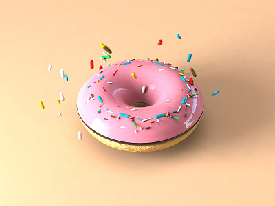 Donut 3d c4d cake chocolate donut food isometric render roccano