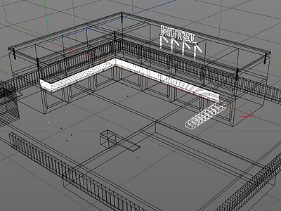 Motel WIP 3d c4d model motel render roccano wip