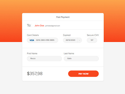 Fast Payment clean credit card design minimal money payment process roccano security transfer ui