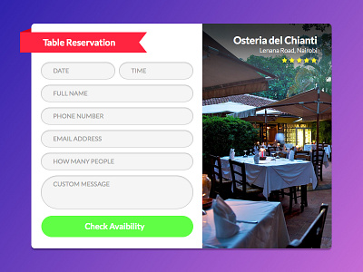 Table Reservation booking clean design food input reservation restaurant roccano table ui ux widget