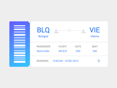 Boarding Pass airport boarding bologna design pass plane roccano ticket travel trip ui vienna