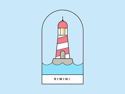 Rimini badge city design fun holiday hotel lighthouse rimini roccano sea summer