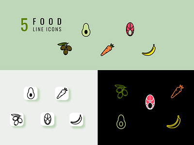 Food line icons food fruits graphic design icons logo mobile applications vegetables