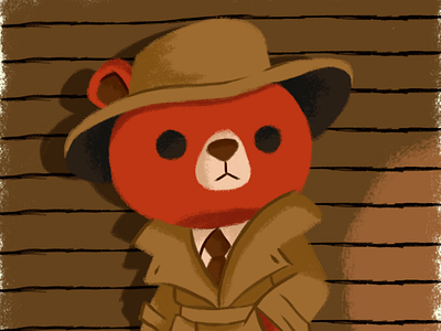 Detective Teddy bear detective illustration for children investigation kids noir ted