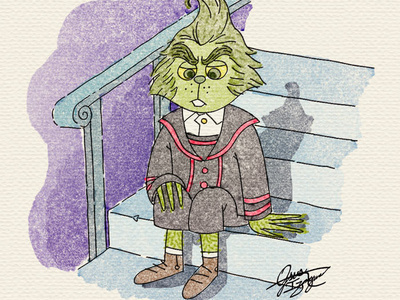 Happy Christmas Mr Grinch grinch gsus illustration illustration for children watercolor