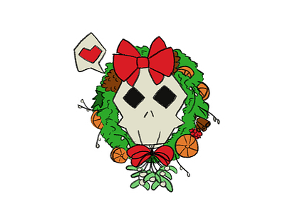 Christmas Skull 2d design illustration