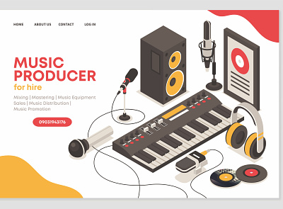 landing page design for music producer app branding design graphic design illustration ui ux vector web app