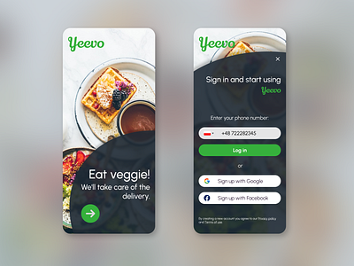Sign Up page for vegan food delivery app #DailyUI app design ui ux