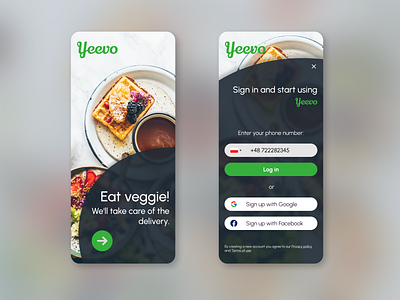 Sign Up page for vegan food delivery app #DailyUI