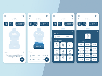 Drinking water calculator app #DailyUI