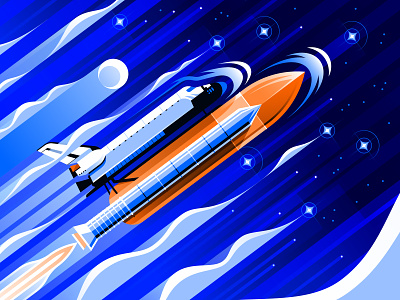 Space Shuttle Endeavour adobe illustrator art deco astronaut endeavour illustration illustrator moon moon landing nasa outer space outerspace rocket san diego scifi space space exploration space shuttle spaceship spacex vector