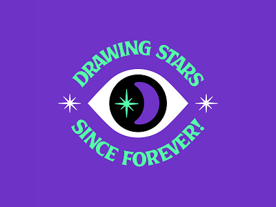 Drawing Stars Since Forever ✨ Badge Design adobe illustrator badge branding cosmic crescent moon draw eye icon iconography illustration illustrator logo magical mystical occult outer space san diego space stars vector