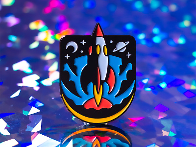 Blast Off Rocket Pin (3/3) 🚀 adobe illustrator badge badge design design icon icon design illustration lapel pin logo nasa outer space outerspace pins rocket san diego scifi art spaceage spaceship spacex usa