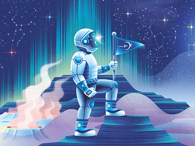 Captain's Log | Entry 6: The Astronaut 🧑‍🚀 aerospace album cover astro astronaut astroworld character design cosmonaut editorial explorer illustration illustrator moon man nasa outer space san diego sci fi science fiction space force spaceman synthwave