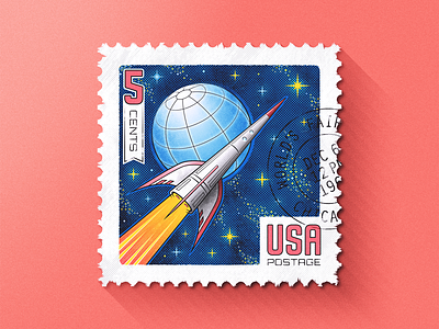 Space Race Postage aerospace nasa outer space postage rocket san diego space race space ship space shuttle spacex stamp usps
