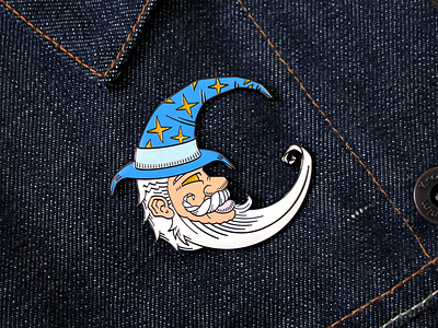 The Crescent Wizard (Enamel Pin) badge brooch cosmic crescent moon enamel pin flair hard enamel lapel pin magical pin pins wizard