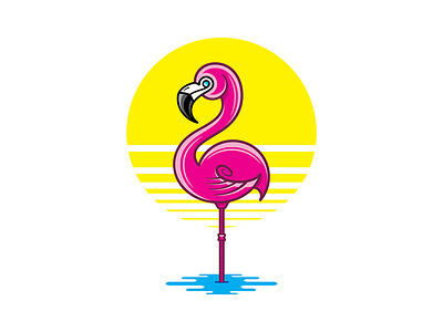 Summer Vibes adobe illustrator bird flamingo flamingos miami miami vice minimalism pink rising sun san diego summer vibes vice city