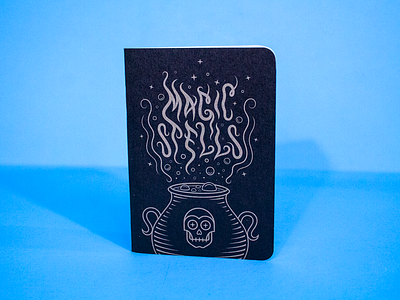 Magic Spells Notebook cauldron custom typography hocus pocus journal magic magic spells notebook occult product design san diego scout books skull