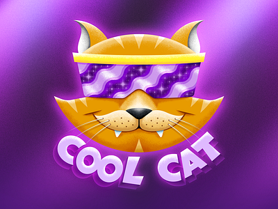 Cool Cat cat character cool cat digital painting illustration logo low brow neon retro riff raff san diego synth wave