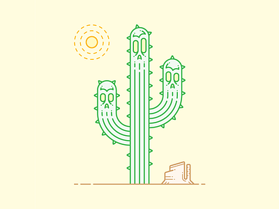 Spooky Cactus cacti cactus desert flat design icon icon design illustration line art minimal san diego spooky vector