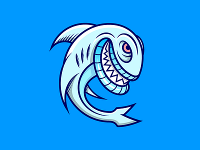 Sharky icon illustration logo maui ocean san diego sea creature shark sharks surf surfing vector