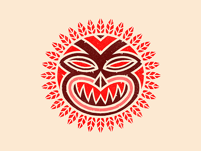 Tiki Mask 4 badge hawaii icon illustration island mask mid century retro san diego tiki tribal vintage