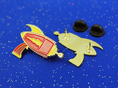 Astro Blaster Pin astro blaster brooch design enamel illustration lapel pin merch product design san diego sci fi science fiction