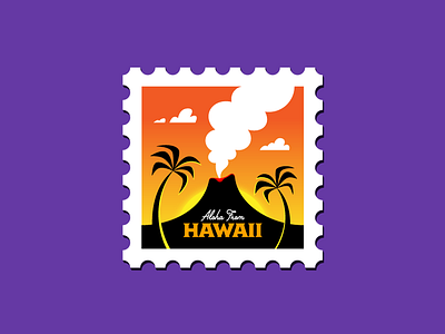 Hawaii Stamp aloha hawaii icon illustration maui paradise postage san diego stamp sunset tropical volcano