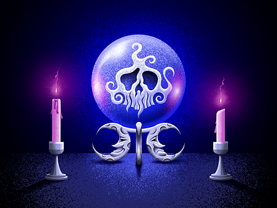 Crystal Ball crescent moon crystal ball fortune teller horror illustration magic magical mystic occult san diego skull tutorial