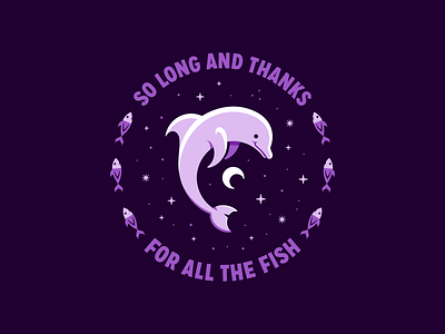 Hitchhiker's Guide to the Galaxy cosmic dolphin fish flat design galaxy hitchhikers guide to the galaxy icon design illustration marine life outer space san diego vector