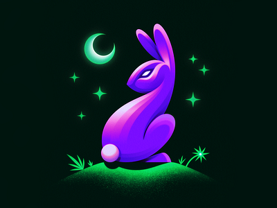 ✨ Nocturnal ✨ adobe illustrator animal art bunny crescent icon design illustration illustrator magic magical neon night life nocturnal occult rabbit san diego spot illustration starry night synthwave vector wild life