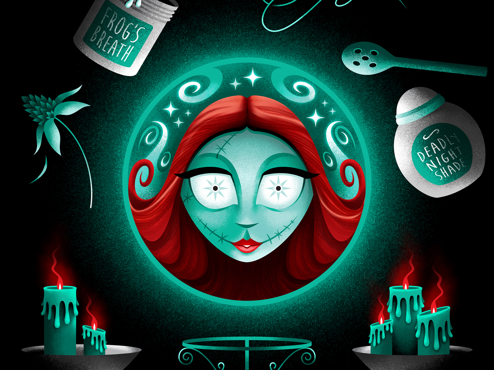 Madame Sally 🔮 fantasy disney art crystal ball magical photoshop texture tim burton san diego illustration illustrator sally madame leota fortune teller psychic halloween occult disneyland disney haunted mansion nightmare before christmas