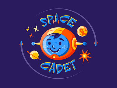 Space Cadet 👨‍🚀 adobe illustrator astronaut badge childrens illustration flat design icon iconography illustration illustrator kids illustration logo midcentury nasa outer space retro rocket san diego space space cadet vector