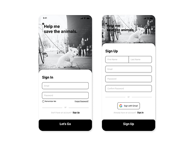 Daily UI #001 - Sign Up - mobile animal animal welfare app dailyui design form login mobile modal pc popup product signin signup ui uichallenge uiux ux volunteer web