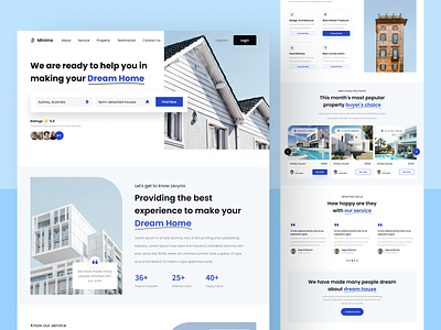 Minims - Real Estate Web Design 🏠 homepage landing page minimalist property real estate real estate agency real estate website ui uidesign uxdesign web webdesign website