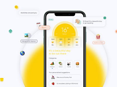 Personalized Weather App | Weatherly app design gradient minimal mobile app mobile ui personalized typogaphy ui uiux ux