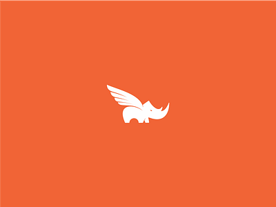 Rhinogassus animal branding fly freelance logo designer icon logo design studio logo mark rhino simple logo startup technology logo wings