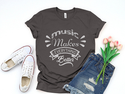 music makes everything better t-shirt design branding creative design design graphic design illustration music music desgin song design t shirt t shirt design t shirt design idea tshirt design typography typography design idea vector