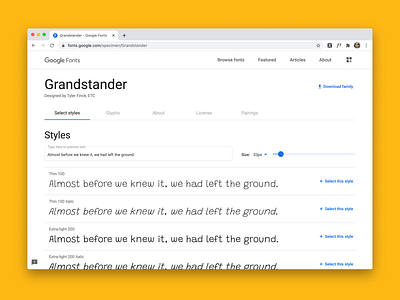 Grandstander is now on Google Fonts